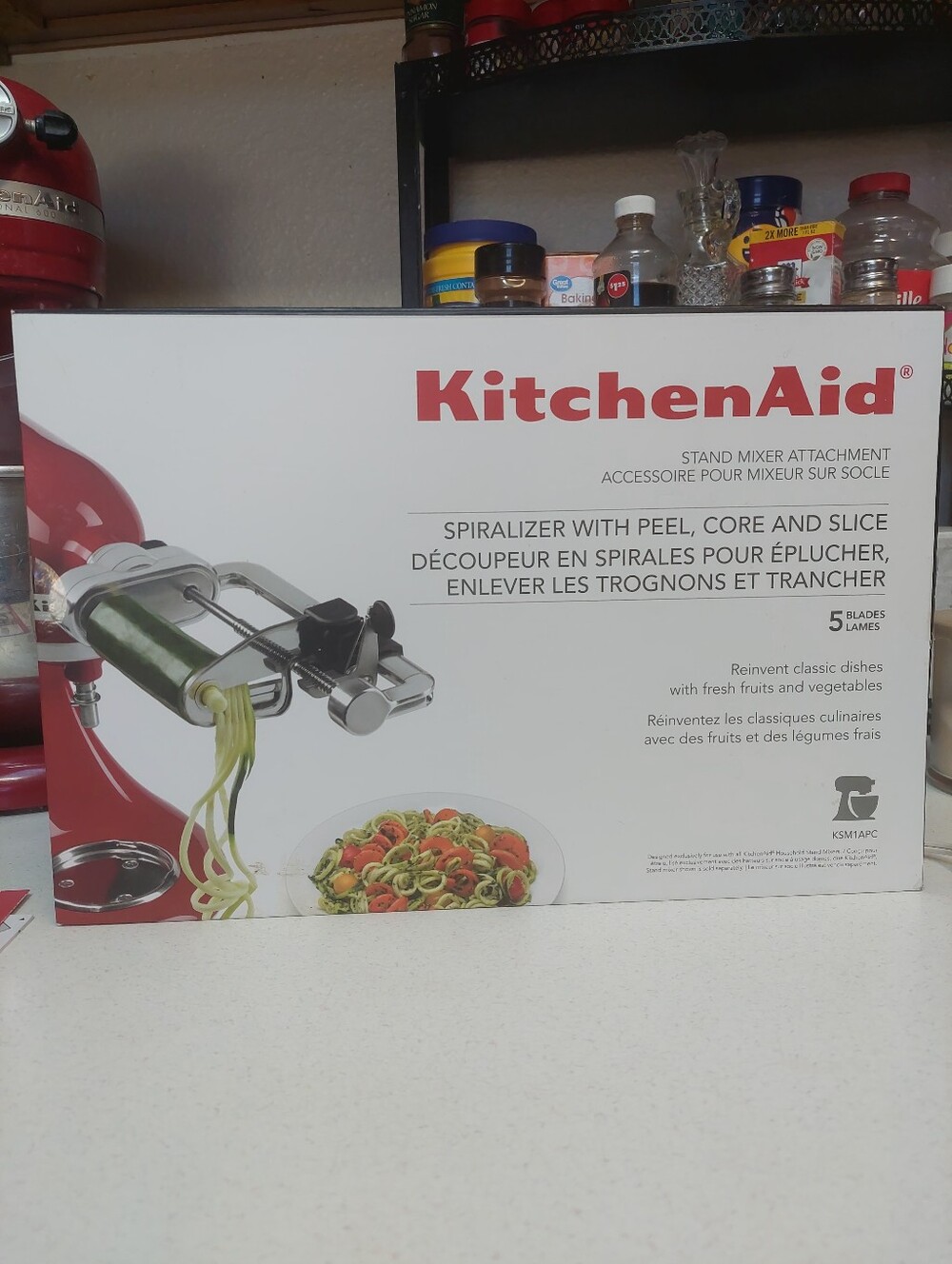 KitchenAid Red and Silver Spiralizer Stand Mixer Attachment